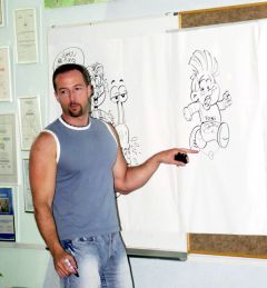 Ilustrator Uroš Hrovat pri obisku naše šole